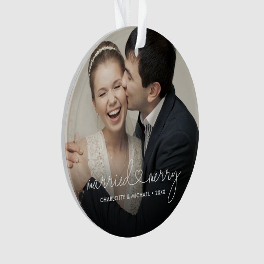 Married & Merry Heart Script Modern Custom Wedding (devant)