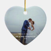 Married & Merry Modern Photo Typography Elegant Keramisch Ornament (Achterkant)