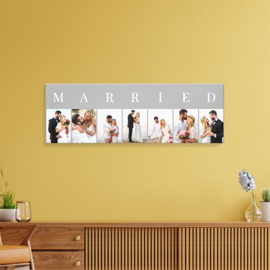 MARRIED Photo Collage 7 Afbeelding Grey and White Canvas Afdruk (Insitu (Woonkamer))