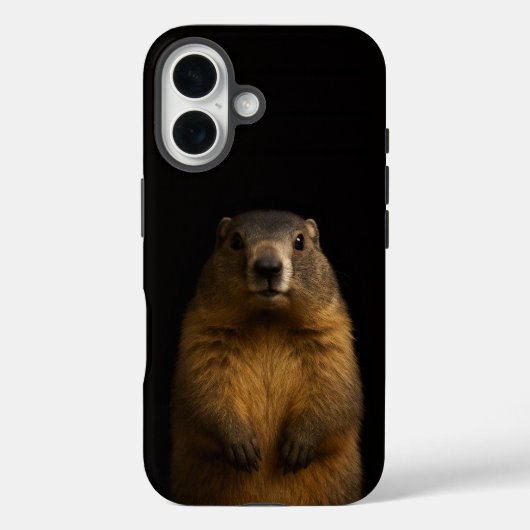 Marron 4 Luxe coque iPhone 16 Mate, Marmotte Fluff (Verso)