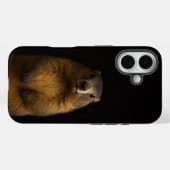 Marron 4 Luxe coque iPhone 16 Mate, Marmotte Fluff (Verso (horizontal))