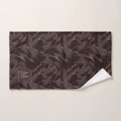 Marron Chocolat & Or Rose Motif Vague Abstrait (Serviette à main)