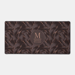 Marron Chocolat & Or Rose Motif Vague Abstrait