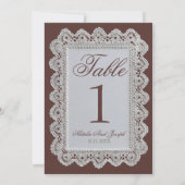 Marron Chocolat Rétro Numéro de Table de Mariage e (Dos)