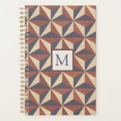 Marron et Navy Géométrique Monogrammé Élégant (Devant)