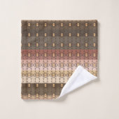 Marron et rayure pêche (Gant de toilette)