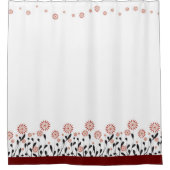 marron fleuri blanc rideau de douche (Devant)