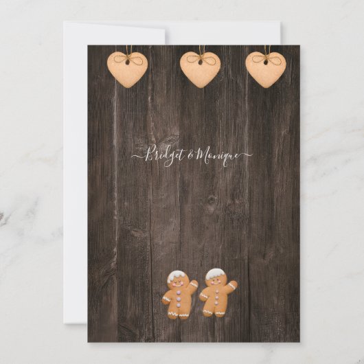 marron lgbtq faire-part de mariage rustique en boi (Dos)