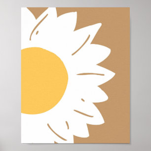Marron Marguerite – Art mural floral minimaliste