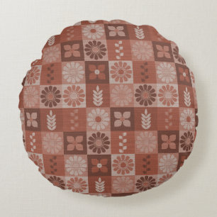 Marron Rustique Fleurs de Burlap Feuilles Coussin 