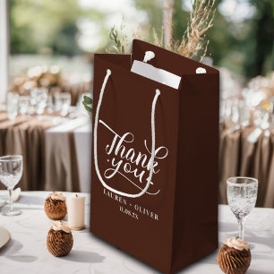 Marron Sac de remerciement de mariage minimalist