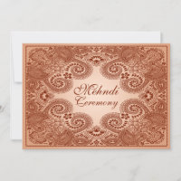 Marron, Tan Henna Mehndi Invitation à la fête 2