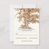 marron vieux arbre rustique mariage cartes RSVP (Devant)