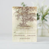 marron vieux arbre rustique mariage cartes RSVP (Debout devant)
