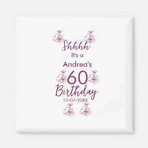 Marron witte mauve shhhh 60ste verjaardag bloemnaa magneet