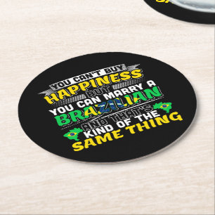 Marry a Brazililian - Brazilië Happiness Ronde Kartonnen Onderzetter