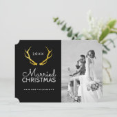 Marry Christmas Gold Antlers Cartes photos (Debout devant)