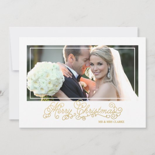 Marry Christmas Gold Script Carte photo de vacance (Devant)