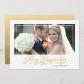 Marry Christmas Gold Script Carte photo de vacance (Devant / Derrière)