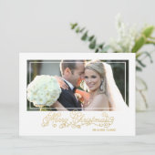Marry Christmas Gold Script Carte photo de vacance (Debout devant)