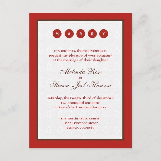 Marry Invitation Uitnodiging Briefkaart (Voorkant)