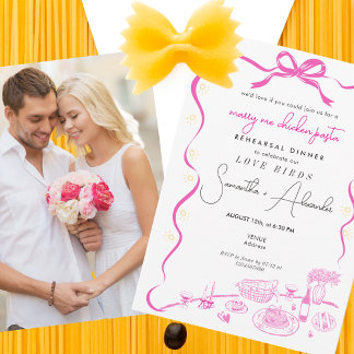 Marry Me Chicken Pasta Pink Wedding Rehearsal Kaart
