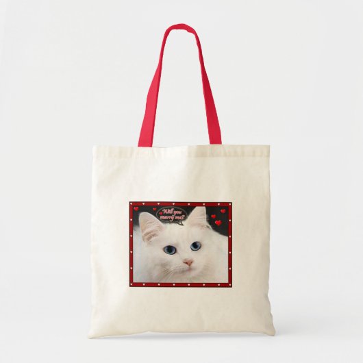 Marry Me Kat op een kleine canvas tas (Voorkant)