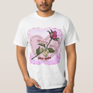 Marry Me Rings Roos bruiloft T-shirt