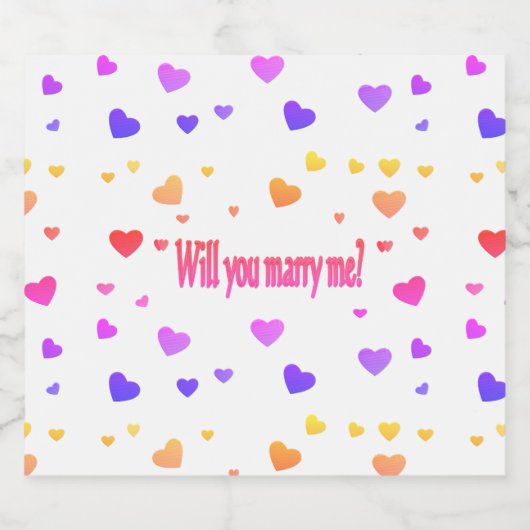 Marry me, sparkling wijnetiket (Enkel label)