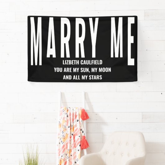 Marry me Voorstel Sun Moon Stars Black White Spandoek (Insitu)