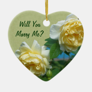Marry Me Yellow Roses Fiançailles Ornement