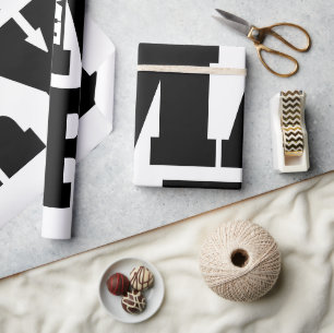 'Marry Me' Zwart en Wit Krachtig Huwelijksaanzoek Cadeaupapier