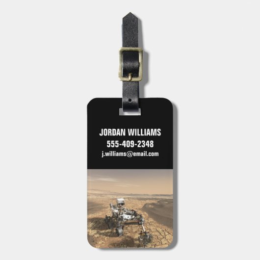 Mars 2020 Rover op het oppervlak van Mars. Bagagelabel (Voorkant verticaal)