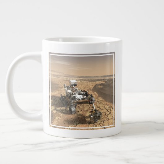Mars 2020 Rover op het oppervlak van Mars. Extra Grote Beker (Links)