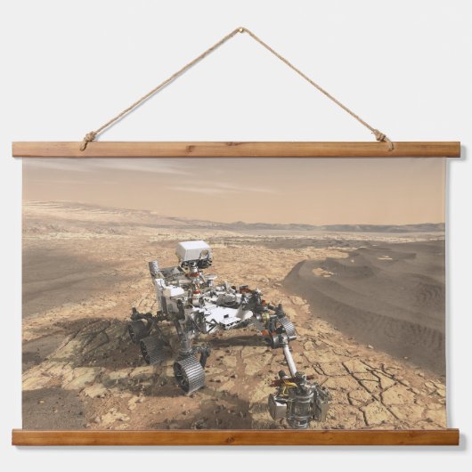 Mars 2020 Rover op het oppervlak van Mars. Hangend Wandkleed (Voorkant)