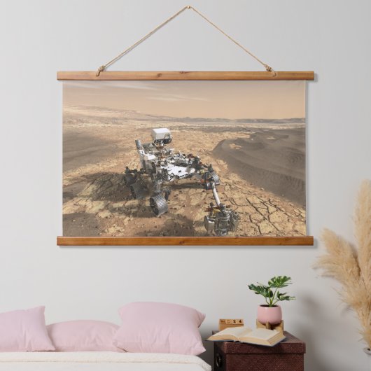 Mars 2020 Rover op het oppervlak van Mars. Hangend Wandkleed (Slaapkamer)