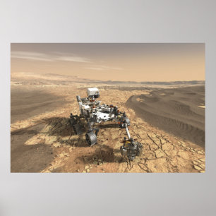 Mars 2020 Rover op het oppervlak van Mars. Poster