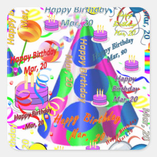 Mars, 20 Stickers Anniversaires de enfants