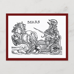 Mars Ares God of War Greco Roman Chariot Cartoon Briefkaart