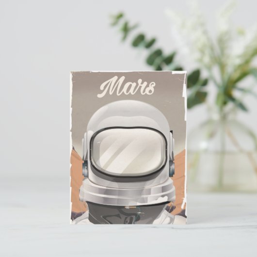 Mars Astronaut Briefkaart (Staand voorkant)