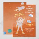 Mars astronaut jongen verjaardagsfeestje met thema kaart (Voorkant / Achterkant)