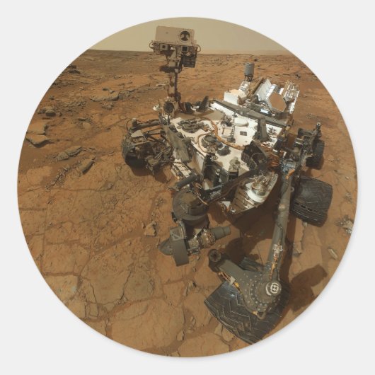Mars Curiosity Zelfportret Ronde Sticker (Voorkant)
