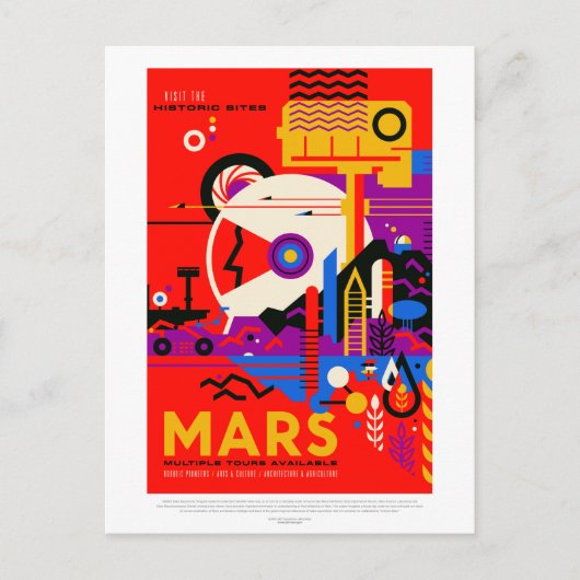  Mars Historisch Sites Space Travel Briefkaart (Voorkant)