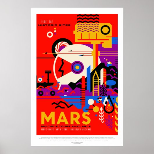 Mars Historisch Sites Space Travel Poster (Voorkant)