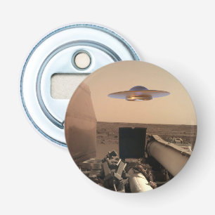 Mars in Sight Alien UFO Saucer Encounter Button Flesopener