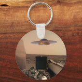 Mars in Sight Alien UFO Saucer Encounter Sleutelhanger (Voorkant)