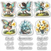 Mars Mois de naissance Ensemble de stickers Fleur  (Devant)