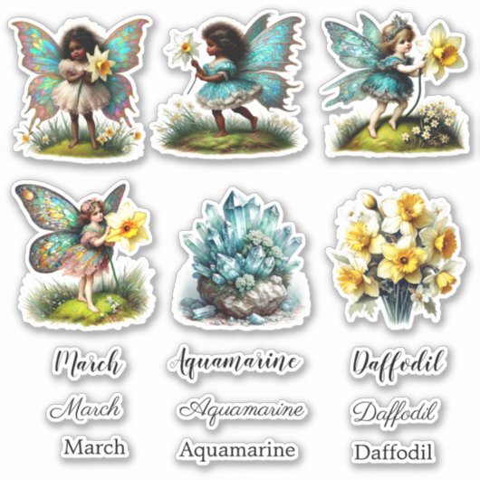 Mars Mois de naissance Ensemble de stickers Fleur  (Devant)