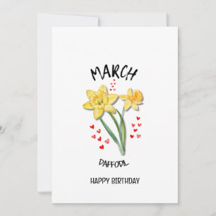 MARS Mois de naissance Fleur DAFFODIL Carte d'anni