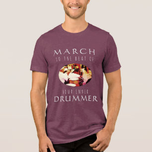 "Mars naar je innerlijke drummer" Gold Red Inspira Tri-Blend Shirt